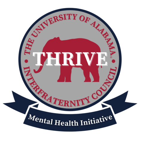Thrive logo, The University of Alabama Interfraternity Council Mental Health Initiative.